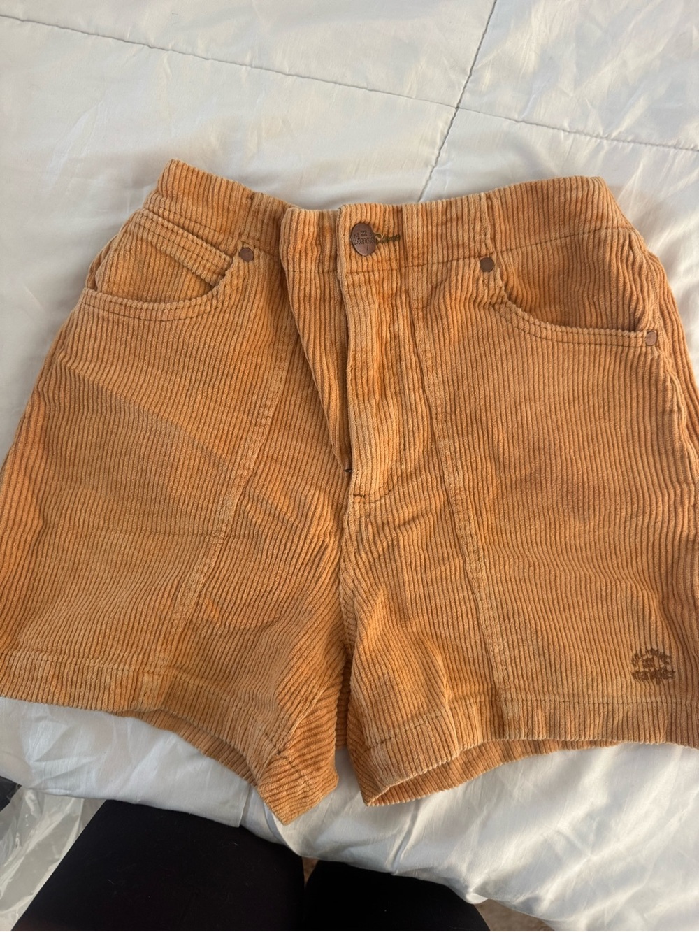 Wrangler X billabong Corduroy High-Rise Shorts in Rust Orange